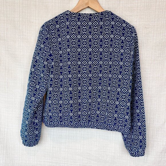 Textured Bomber Jacket Old Navy Southwest Boho Festival Collarless Jacket - Picture 3 of 15